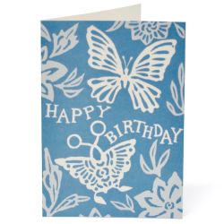 Butterflies Happy Birthday Card Blue