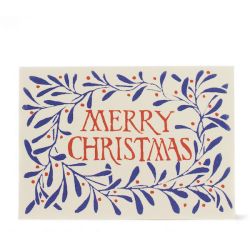 Merry Christmas Wreath Card Blue