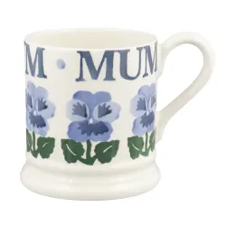 Emma Bridgewater Blue Pansies Mum Half Pint Mug