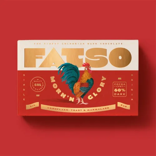 Fatso Morn'n Glory Vegan Dark Chocolate Bar Cornflake Marmalade and Toast 150g