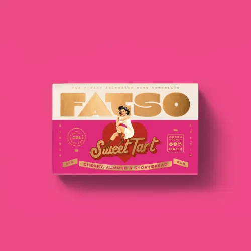 Fatso Sweet Tart Dark Chocolate Bar Cherry Almond Shortbread