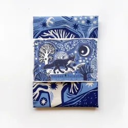 Folded Forest Midnight Fox Tea Towel