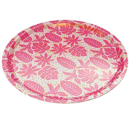 Gabrielle Good Pink Palms 31cm Round Tray