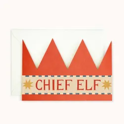 Hadley Chief Elf Party Hat Greetings Card