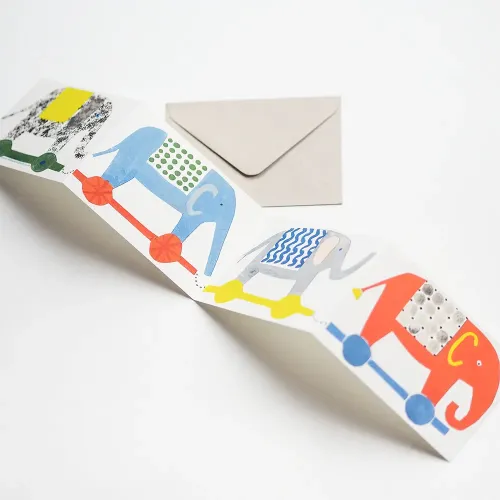 Hadley Elephant Fold Out Greetings Card