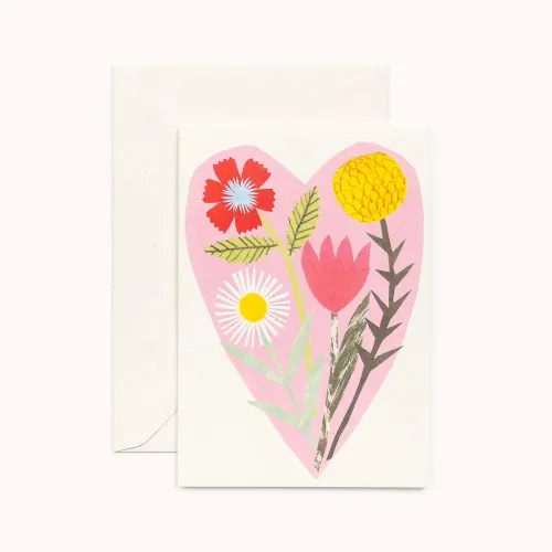 Hadley Pink Floral Heart Greetings Card