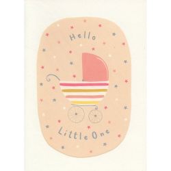 Hello Little One Pram New Baby Girl Card L2697