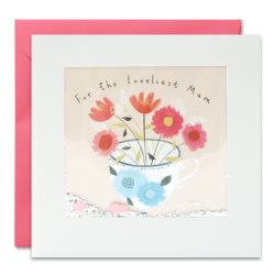 Loveliest Mum Flowers in Tea Cup Card PS3024