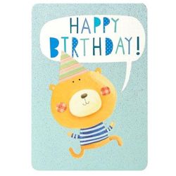 Party Animals Bear Happy Birthday Card HS2288