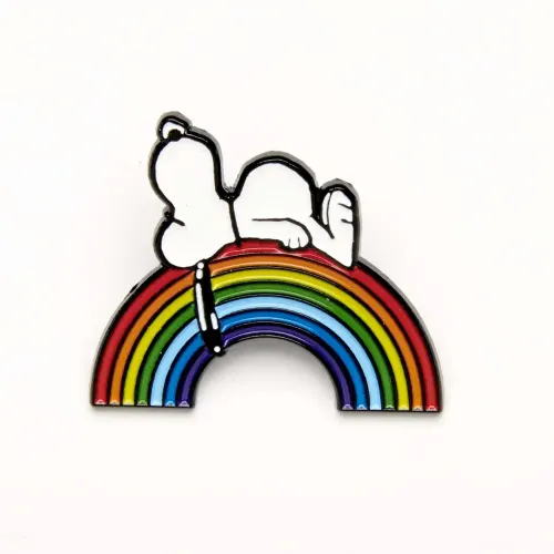 Peanuts Good Vibes Snoopy on a Rainbow Pin Badge