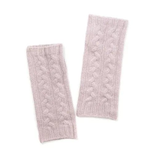 Peace of Mind Dusky Pink Recycled Yarn Cable Knit Wrist Warmers