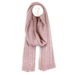 Peace of Mind Dusky Pink Recycled Yarn Cable Knit Scarf
