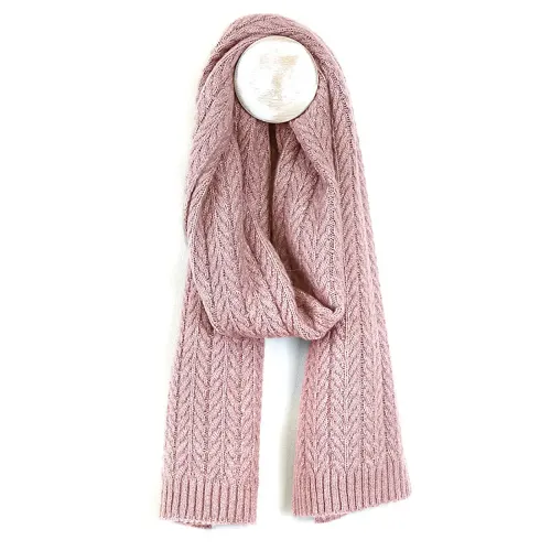 Peace of Mind Dusky Pink Recycled Yarn Cable Knit Scarf