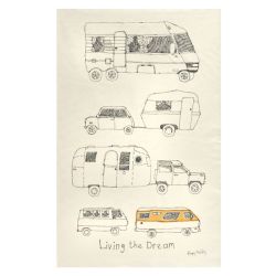 Poppy Treffry Living The Dream Caravan Camper Van Tea Towel