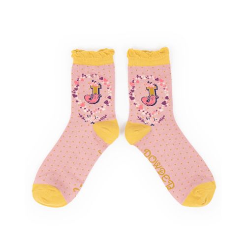 Powder Design A to Z Socks Letter J