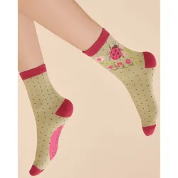 Powder Design Ladies Ankle Socks Ladybird Sage