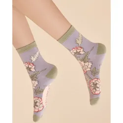 Powder Design Ladies Ankle Socks Lilac Paisley Floral