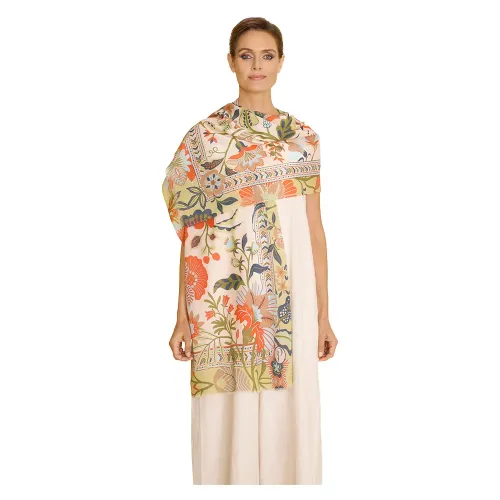 Powder Design Folky Floral Cotton Scarf Coconut