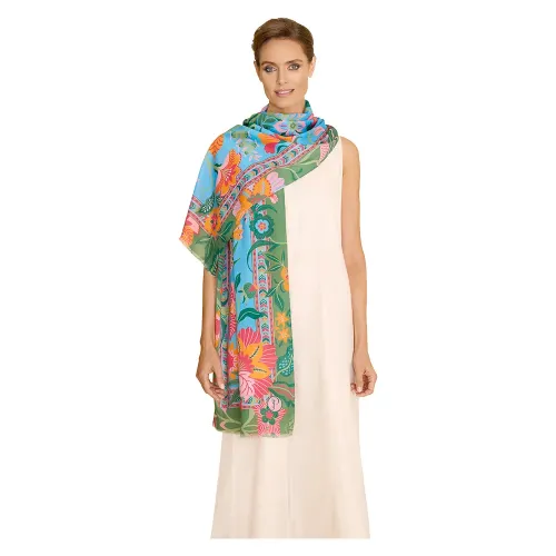 Powder Design Folky Floral Cotton Scarf Cornflower