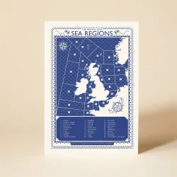 Pressed and Folded British Isles Sea Regions Greetings Card