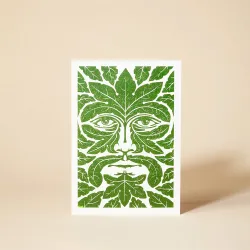 Pressed and Folded Green Man Greetings Card