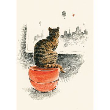 Cat looking Out of Window Elise Hurst Greetings Card GCN311