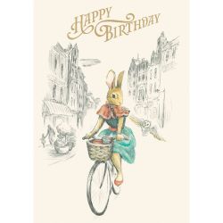 Elise Hurst Rabbit Cyclist Happy Birthday Card GCN434
