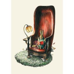 Elise Hurst Rabbit Family Tall Chair Greetings Card GCN374