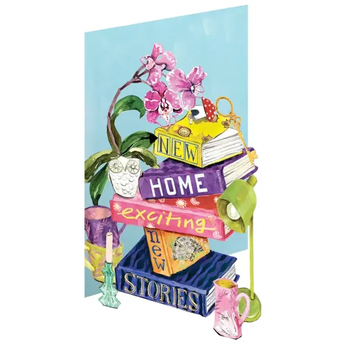 Exciting New Home Book Stack Greetings Card GC2472