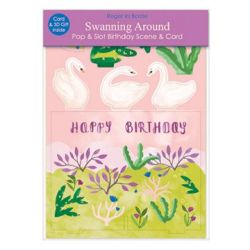 Swanning Around Pop and Slot Birthday Card and Scene POPC010