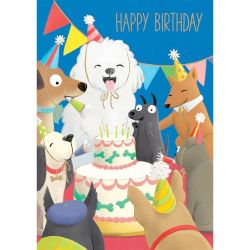 Roger La Borde Celebrating Dogs Happy Birthday Card GC2385