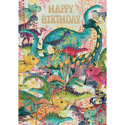 Roger La Borde Colourful Dinosaurs Happy Birthday Card GC2276