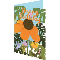 Roger La Borde Orange Coneflower Happy Birthday Card GC2371