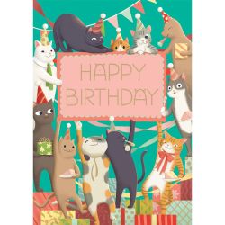 Roger La Borde Party Cats Happy Birthday Card GC2335