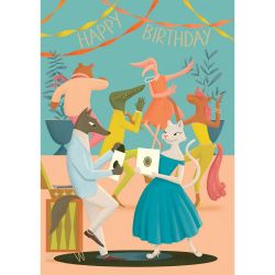 Roger La Borde Retro Party Animals Happy Birthday Card GC2336