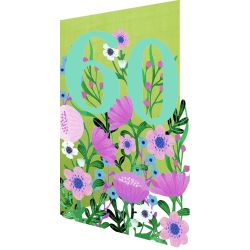 Roger La Borde Summer Forest Pink Flowers 60th Birthday Card GC2230