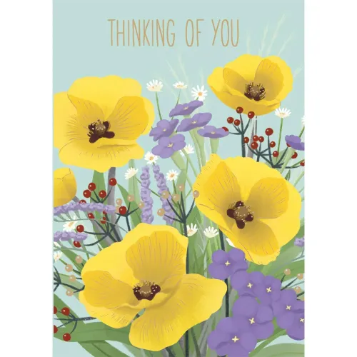 Roger La Borde Yellow Poppy Thinking of You Card GC2249