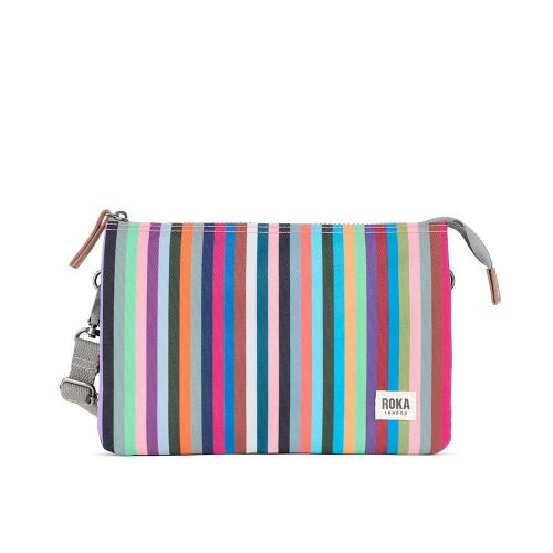 Roka Carnaby XL Crossbody Bag Multi Stripe Canvas