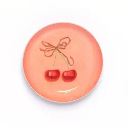 Roomytown Cherries Round Enamel Tray