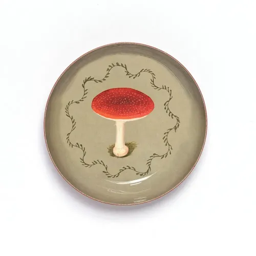 Roomytown Mushroom Enamel Round Tray