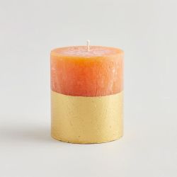 St Eval Orange and Cinnamon Gold Dipped Pillar Candle Boxed