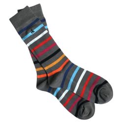Swole Panda Grey Multi Coloured Stripe Socks with Comfort Cuff