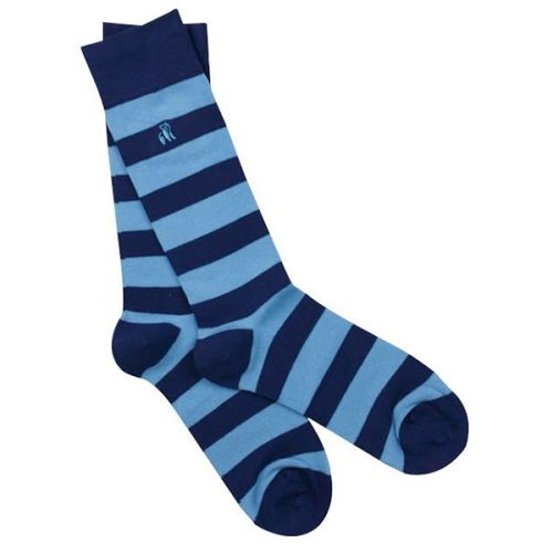 Swole Panda Sky Blue Striped Socks with Comfort Cuff