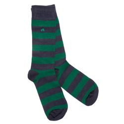 Swole Panda Racing Green and Navy Stripe Mens Bamboo Socks