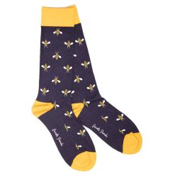 Swole Panda Men's Navy Bumblebee Socks Comfort Cuff
