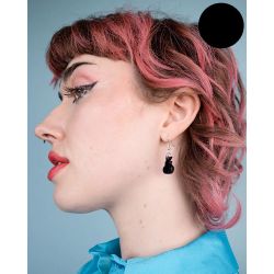 Tatty Devine Cat Charm Earrings Black