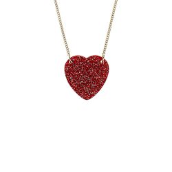Tatty Devine Glitter Heart Necklace Red