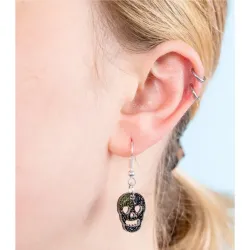 Tatty Devine Skull Charm Earrings Black Glitter