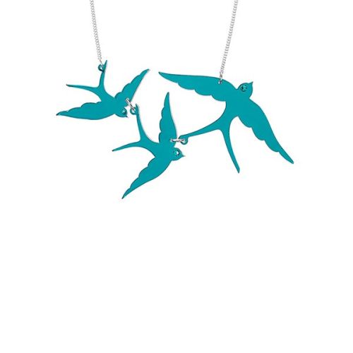 Tatty Devine Triple Swallows Necklace Turquoise