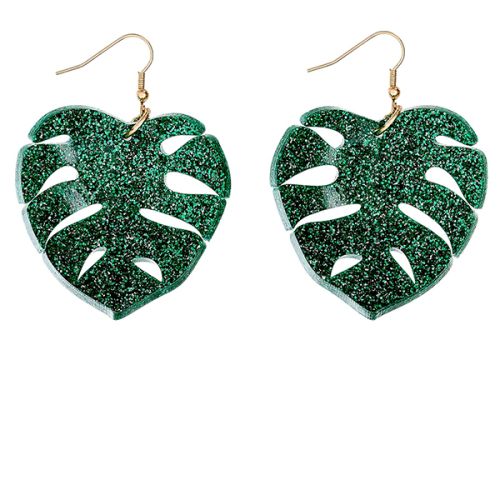 Tatty Devine Tropical Leaves Earrings Glitter Green